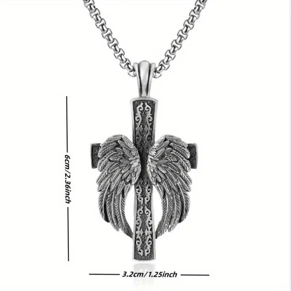 Angel Wings Stainless Steel Unisex Pendant Necklace - Picture 6 of 6